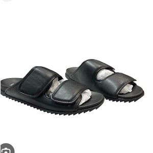 INC Mens 9.5 Levine Strap Sandal Slipper Slides Hook Loop Black